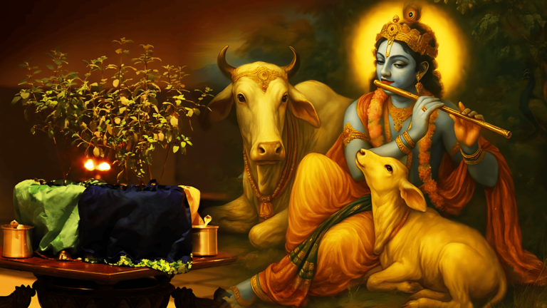 Offer Tulsi Leaves to Shri Krishna